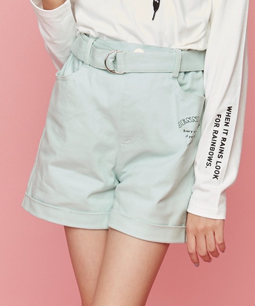 JENNI love（ジェニィラブ）の「共地ベルト付きショーパン（その他パンツ・キッズ・ベージュ/オレンジ/ミント・130cm/140cm/150cm/160cm）」の2枚目の写真