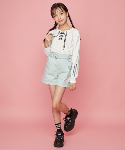 JENNI love（ジェニィラブ）の「共地ベルト付きショーパン（その他パンツ・キッズ・ベージュ/オレンジ/ミント・130cm/140cm/150cm/160cm）」の12枚目の写真