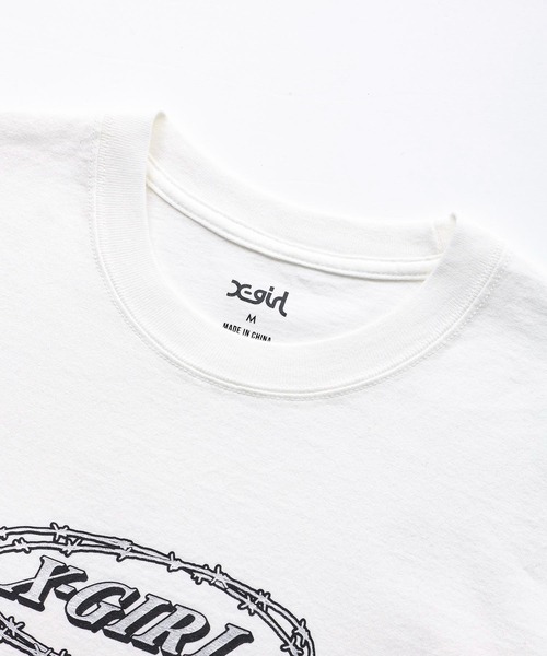 X-girl（エックスガール）の「BARBED WIRE LOGO S/S GIRLS TEE/エックスガールロゴ　コンパクトTシャツ（Tシャツ/カットソー・レディース・ホワイト/ブラック/ブラウン・M/S）」の9枚目の写真