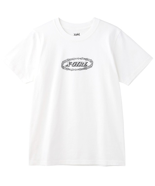 X-girl（エックスガール）の「BARBED WIRE LOGO S/S GIRLS TEE/エックスガールロゴ　コンパクトTシャツ（Tシャツ/カットソー・レディース・ホワイト/ブラック/ブラウン・M/S）」の17枚目の写真