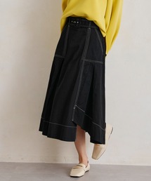 ベルト付配色ステッチアシメスカート