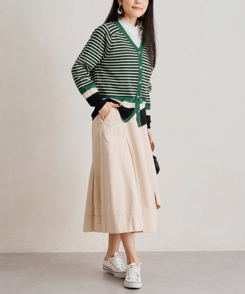 Chez toi（シェトワ）の「ベルト付配色ステッチアシメスカート（スカート・レディース・アイボリー/ブラック/カーキ/ブルー・FREE）」の13枚目の写真
