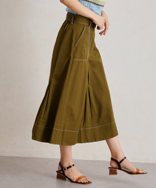 Chez toi（シェトワ）の「ベルト付配色ステッチアシメスカート（スカート・レディース・アイボリー/ブラック/カーキ/ブルー・FREE）」の18枚目の写真