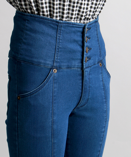 WEGO（ウィゴー）の「WEGO/前ボタンハイウエストスキニーパンツ（デニムパンツ・レディース・ホワイト/インディゴブルー/ダークインディゴブルー・MEDIUM/LARGE）」の7枚目の写真