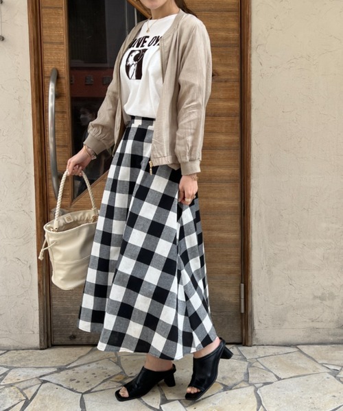 Chez toi（シェトワ）の「ギンガムチェックフレアスカート（スカート・レディース・ブラック/ブラウン/ネイビー・FREE）」の19枚目の写真