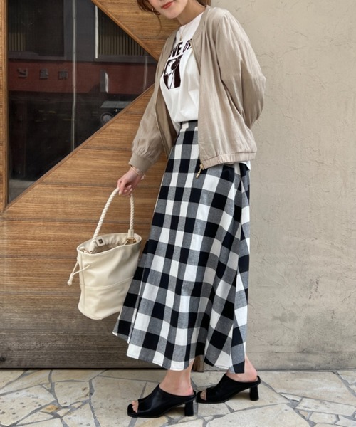 Chez toi（シェトワ）の「ギンガムチェックフレアスカート（スカート・レディース・ブラック/ブラウン/ネイビー・FREE）」の12枚目の写真
