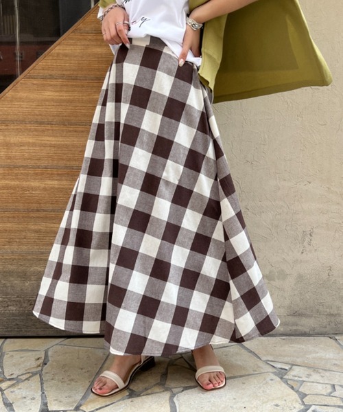 Chez toi（シェトワ）の「ギンガムチェックフレアスカート（スカート・レディース・ブラック/ブラウン/ネイビー・FREE）」の20枚目の写真