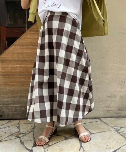 Chez toi（シェトワ）の「ギンガムチェックフレアスカート（スカート・レディース・ブラック/ブラウン/ネイビー・FREE）」の6枚目の写真