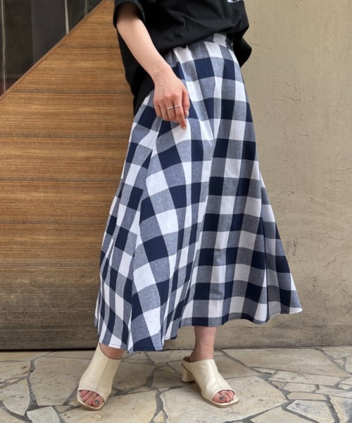 Chez toi（シェトワ）の「ギンガムチェックフレアスカート（スカート・レディース・ブラック/ブラウン/ネイビー・FREE）」の8枚目の写真