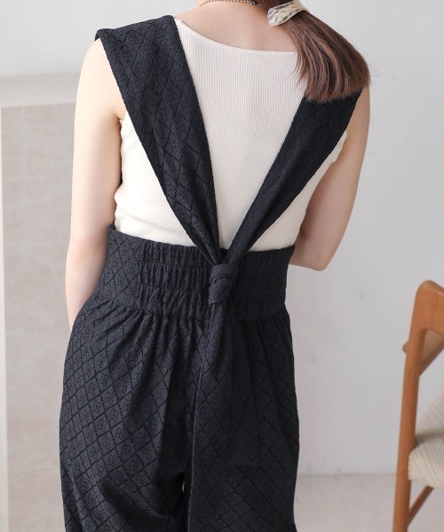 Bab（バブ）の「２WAYレースオールインワン（サロペット/オーバーオール・レディース・ブラック/オフホワイト・M）」の17枚目の写真