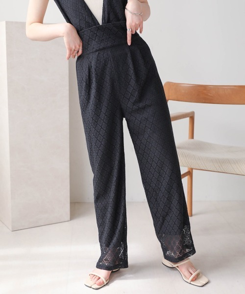 Bab（バブ）の「２WAYレースオールインワン（サロペット/オーバーオール・レディース・ブラック/オフホワイト・M）」の19枚目の写真