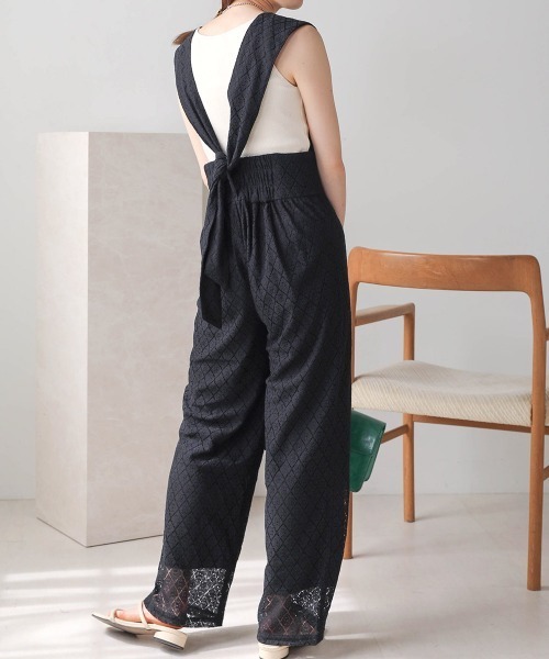 Bab（バブ）の「２WAYレースオールインワン（サロペット/オーバーオール・レディース・ブラック/オフホワイト・M）」の20枚目の写真