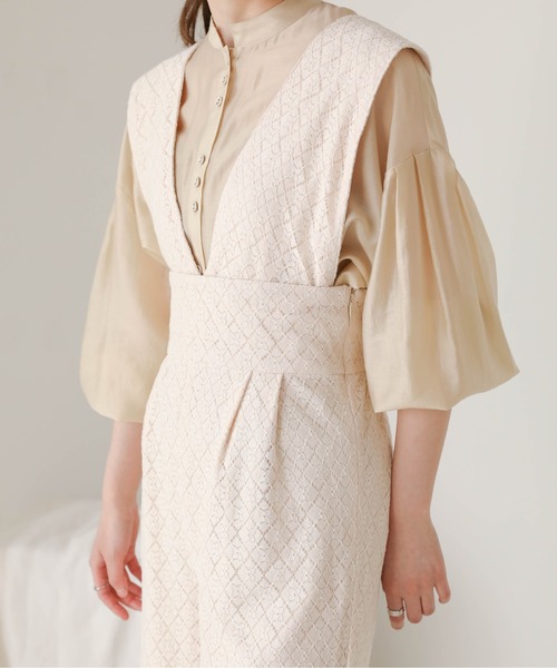 Bab（バブ）の「２WAYレースオールインワン（サロペット/オーバーオール・レディース・ブラック/オフホワイト・M）」の3枚目の写真