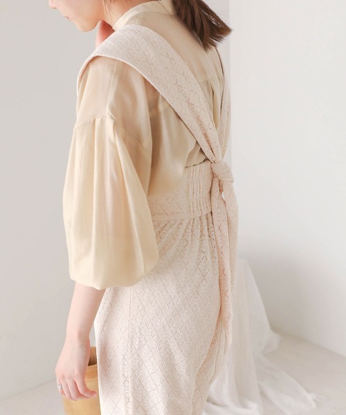 Bab（バブ）の「２WAYレースオールインワン（サロペット/オーバーオール・レディース・ブラック/オフホワイト・M）」の6枚目の写真