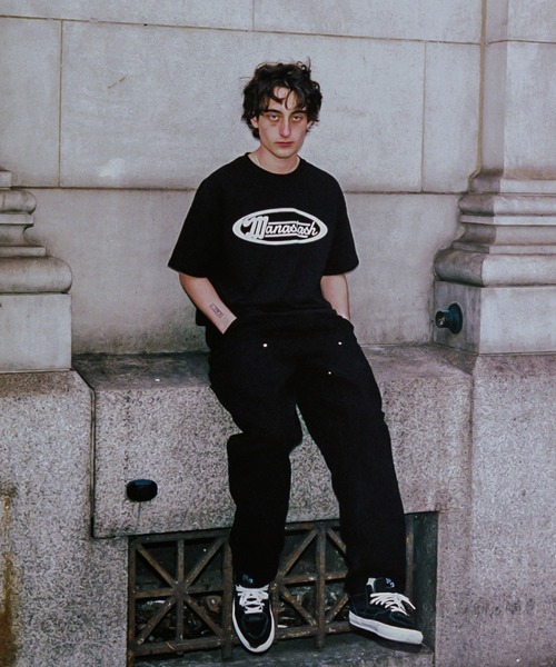 MANASTASH（マナスタッシュ）の「【直営店限定】MANASTASH N.A.U/マナスタッシュエヌエーユー　DOT LOGO TEE ドットロゴティー（Tシャツ/カットソー・メンズ・ホワイト/ブラック・MEDIUM/LARGE/X-LARGE）」の9枚目の写真