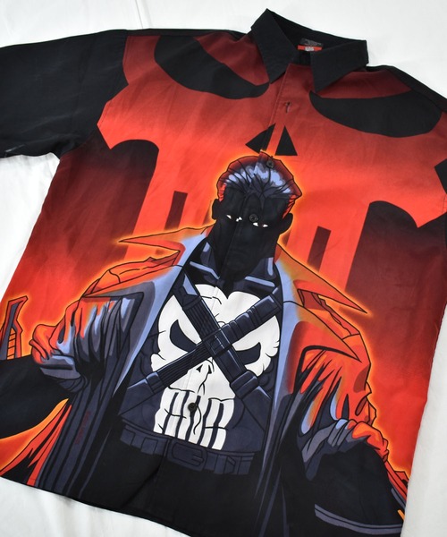 MARVEL(マーベル)の「【ヴィンテージ古着】Y2K The Punisher/パニッシャー ハーフスリーブシャツ(シャツ/ブラウス・メンズ・レッド・LARGE)」の4枚目の写真
