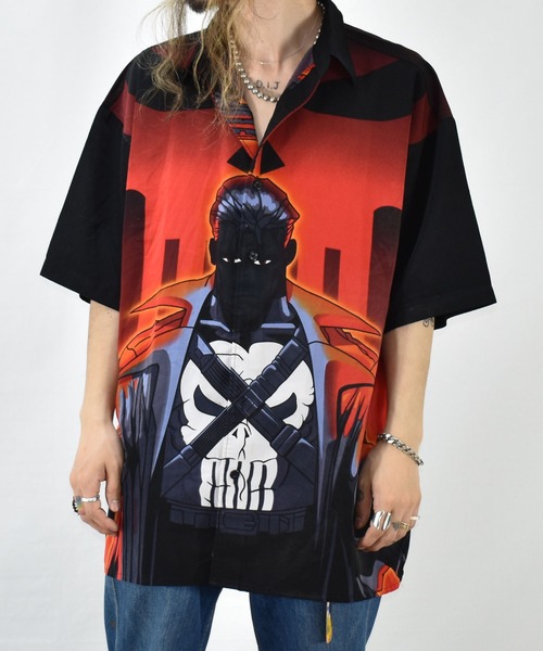MARVEL(マーベル)の「【ヴィンテージ古着】Y2K The Punisher/パニッシャー ハーフスリーブシャツ(シャツ/ブラウス・メンズ・レッド・LARGE)」の10枚目の写真