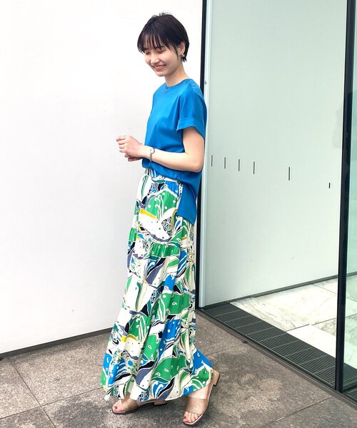 OPAQUE.CLIP（オペークドットクリップ）の「◆リゾートプリント ティアードスカート（スカート・レディース・グリーン系その他2/オレンジ系その他2・40/38/42）」の18枚目の写真