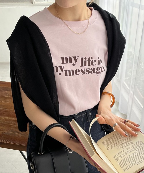 DISCOAT(ディスコート)の「【WEB限定】アメリカンロゴフレンチTシャツ(Tシャツ/カットソー・レディース・ホワイト×グリーン/ホワイト×グレー/ホワイト×ピンク/ピンク/ネイビー/チャコールグレー/クリア・FREE)」の7枚目の写真