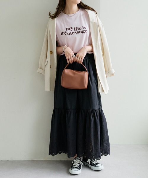 DISCOAT(ディスコート)の「【WEB限定】アメリカンロゴフレンチTシャツ(Tシャツ/カットソー・レディース・ホワイト×グリーン/ホワイト×グレー/ホワイト×ピンク/ピンク/ネイビー/チャコールグレー/クリア・FREE)」の17枚目の写真