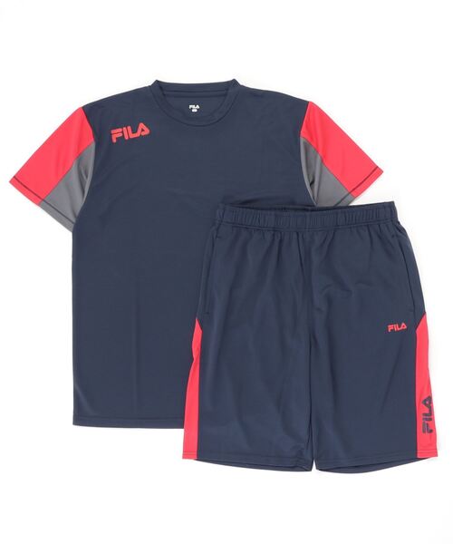 FILA(フィラ)の「FILA パウダーメッシュ 切替半袖 上下 セットアップ(ルームウェア/パジャマ・メンズ・ライトイエロー/ブラック/ミント/ネイビー/ブラック系その他/ブルー系その他/サックスブルー/ネイビー系/ブラック系その他2/サックスブルー系/ホワイト/ブラック系その他3/サックスブルー系1・L/M/LL)」の7枚目の写真