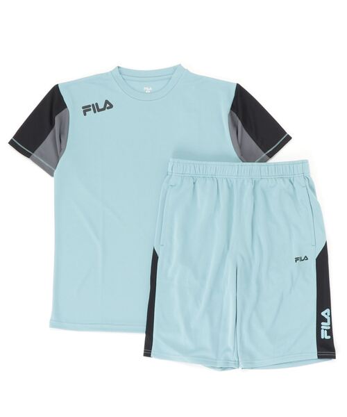 FILA(フィラ)の「FILA パウダーメッシュ 切替半袖 上下 セットアップ(ルームウェア/パジャマ・メンズ・ライトイエロー/ブラック/ミント/ネイビー/ブラック系その他/ブルー系その他/サックスブルー/ネイビー系/ブラック系その他2/サックスブルー系/ホワイト/ブラック系その他3/サックスブルー系1・L/M/LL)」の16枚目の写真