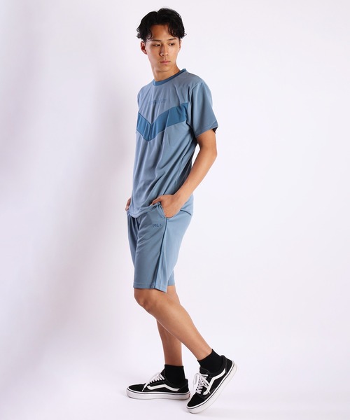 FILA(フィラ)の「FILA パウダーメッシュ 切替半袖 上下 セットアップ(ルームウェア/パジャマ・メンズ・ライトイエロー/ブラック/ミント/ネイビー/ブラック系その他/ブルー系その他/サックスブルー/ネイビー系/ブラック系その他2/サックスブルー系/ホワイト/ブラック系その他3/サックスブルー系1・L/M/LL)」の17枚目の写真