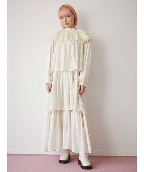 merry jenny（メリージェニー）の「ストラップティアードキャミワンピース（ワンピース・レディース・アイボリー/ブラック/オリーブ・FREE）」の6枚目の写真