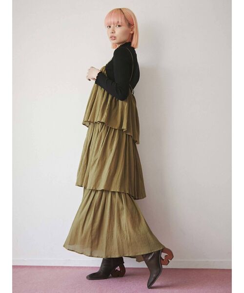 merry jenny（メリージェニー）の「ストラップティアードキャミワンピース（ワンピース・レディース・アイボリー/ブラック/オリーブ・FREE）」の21枚目の写真