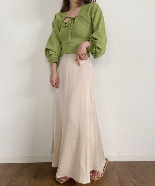 CLEA（クレア）の「ニットボレロカーディガン+ニットキャミSET（カーディガン/ボレロ・レディース・ブラック/ブラウン/オリーブ/アイボリー・FREE）」の19枚目の写真