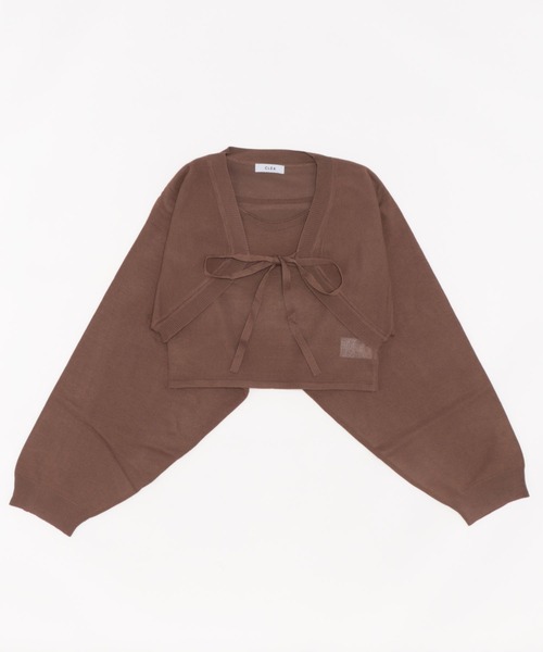 CLEA（クレア）の「ニットボレロカーディガン+ニットキャミSET（カーディガン/ボレロ・レディース・ブラック/ブラウン/オリーブ/アイボリー・FREE）」の22枚目の写真