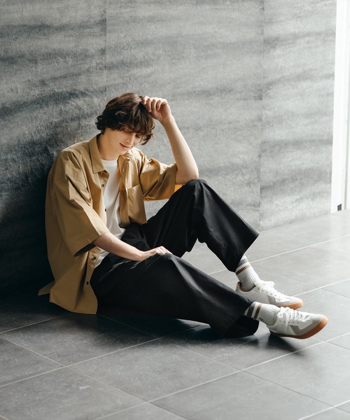 【卒入学式】MOUN TEN. ベージュシャツ　ブラックパンツ　セット売り140 AZUL BY MOUSSY | ソフトジョーゼット7分袖シャツ (シャツ