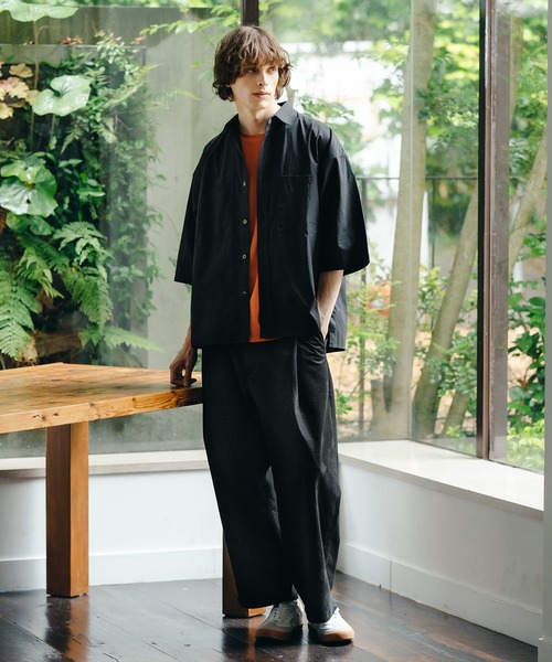 【卒入学式】MOUN TEN. ベージュシャツ　ブラックパンツ　セット売り140 epnok（エプノック）の「Double Pocket Typewriter Shirt/ダブル