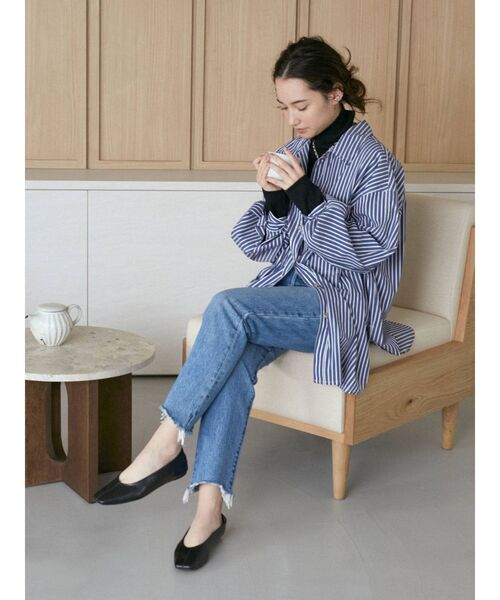 Ungrid（アングリッド）の「スリーブボリュームビッグストライプシャツ（シャツ/ブラウス・レディース・グリーン/ブルー・FREE）」の5枚目の写真