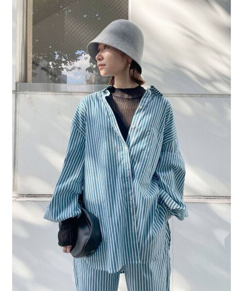 Ungrid（アングリッド）の「スリーブボリュームビッグストライプシャツ（シャツ/ブラウス・レディース・グリーン/ブルー・FREE）」の12枚目の写真