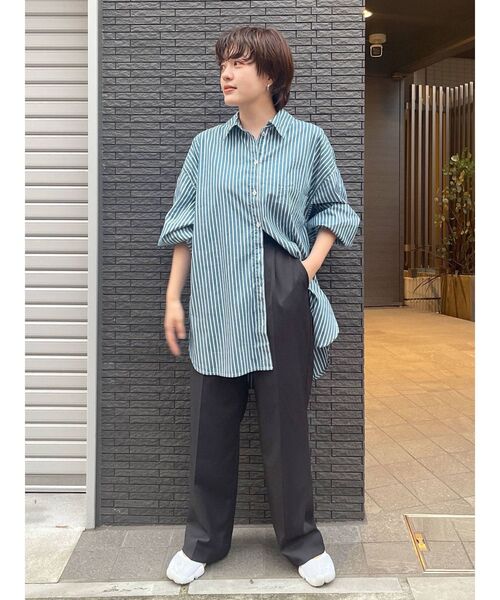 Ungrid（アングリッド）の「スリーブボリュームビッグストライプシャツ（シャツ/ブラウス・レディース・グリーン/ブルー・FREE）」の16枚目の写真