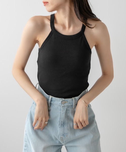 OLIVE des OLIVE（オリーブデオリーブ）の「カップ付アメスリタンク（タンクトップ・レディース・ブラック/ブルー/アイボリー・FREE）」の4枚目の写真