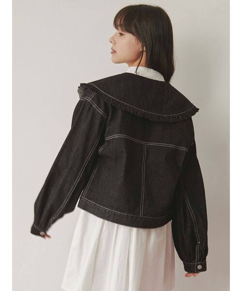 merry jenny（メリージェニー）の「フリルカラーデニムジャケット（デニムジャケット・レディース・ブラック/インディゴブルー・FREE）」の13枚目の写真