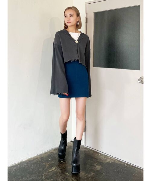 EMODA(エモダ)の「スウェットルーズカーディガン(カーディガン/ボレロ・レディース・ホワイト/グレー/ブラック/ブルー・FREE)」の12枚目の写真