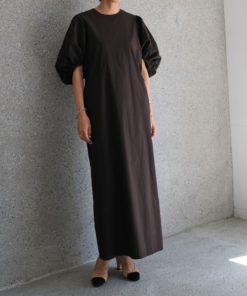 AKTE（アクテ）の「バルーンスリーブポプリンワンピース（ワンピース・レディース・イエロー/ブラック/ホワイト・FREE）」の2枚目の写真