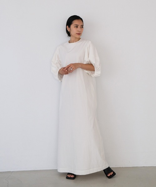 AKTE（アクテ）の「バルーンスリーブポプリンワンピース（ワンピース・レディース・イエロー/ブラック/ホワイト・FREE）」の13枚目の写真