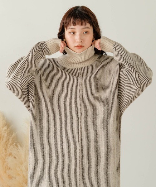 Bab(バブ)の「リバーシブルニットロングワンピース(ワンピース・レディース・ブラック/グレイッシュベージュ/モカ・FREE)」の19枚目の写真
