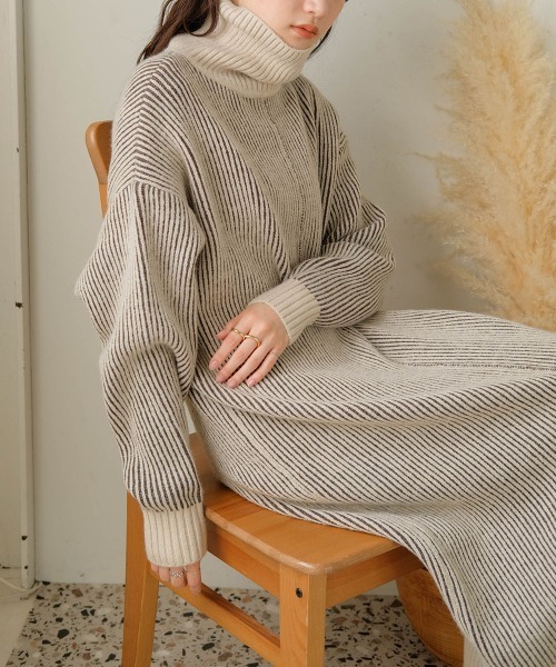 セール】リバーシブルニットロングワンピース（ワンピース）｜Bab