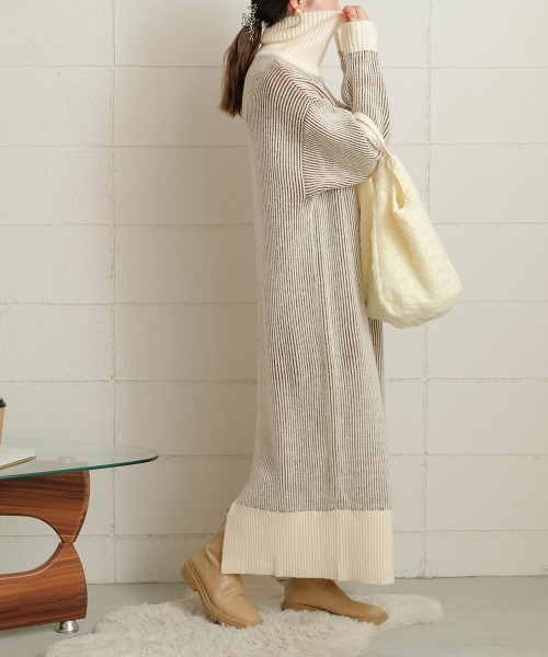 セール】リバーシブルニットロングワンピース（ワンピース）｜Bab
