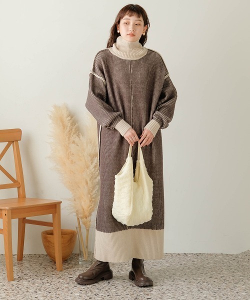 セール】リバーシブルニットロングワンピース（ワンピース）｜Bab