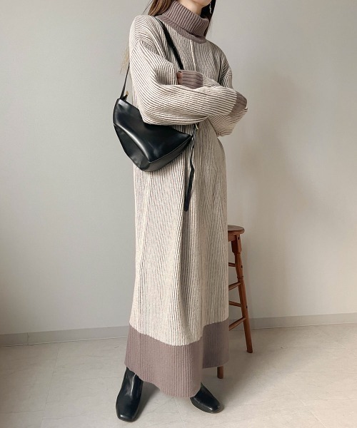セール】リバーシブルニットロングワンピース（ワンピース）｜Bab