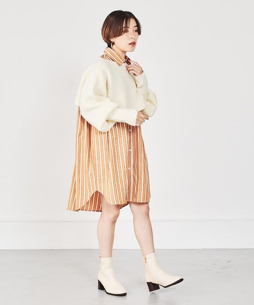 ORiental TRaffic（オリエンタルトラフィック）の「チャンキーヒールミドルブーツ/21408（ブーツ・レディース・ホワイト/ブラック/ベージュ/グレー・LL/3L/SS/S/M/L）」の17枚目の写真