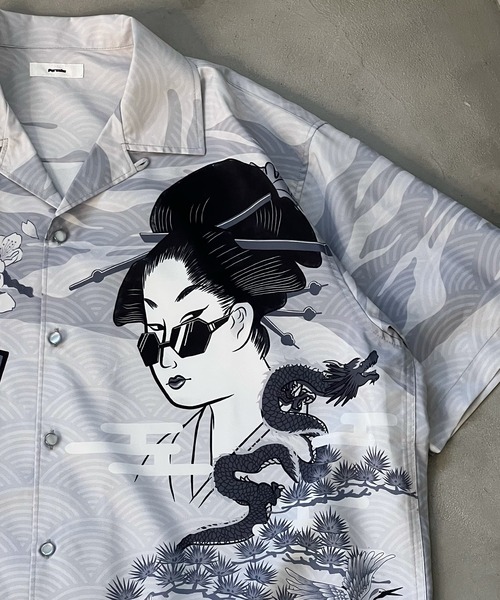 Perushu（ペルーシュ）の「【2th】和柄オープンカラーシャツ（シャツ/ブラウス・メンズ・ライトグリーン/ブラック・LARGE/MEDIUM）」の16枚目の写真