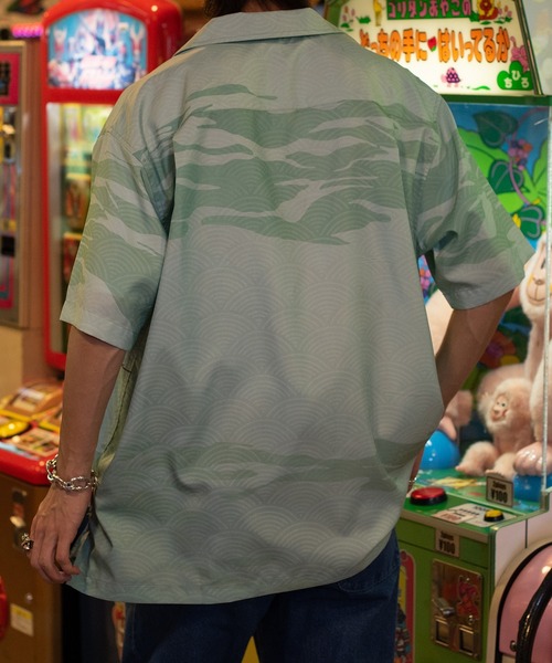 Perushu（ペルーシュ）の「【2th】和柄オープンカラーシャツ（シャツ/ブラウス・メンズ・ライトグリーン/ブラック・LARGE/MEDIUM）」の5枚目の写真