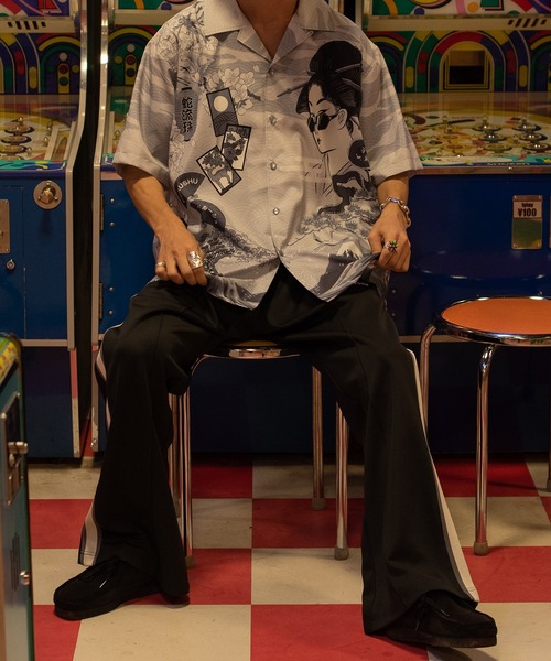 Perushu（ペルーシュ）の「【2th】和柄オープンカラーシャツ（シャツ/ブラウス・メンズ・ライトグリーン/ブラック・LARGE/MEDIUM）」の3枚目の写真